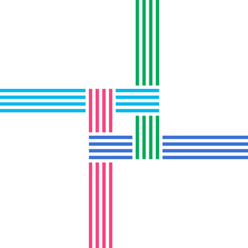 Colorful interlocking parallel line geometric pattern