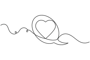 Obraz premium Friendship heart speech bubble icon sign continuous one line drawing on white background minimalist single art understanding affection and feeling emotion chat concept symbol vector illustration