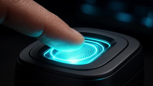Biometric Fingerprint Authentication with Finger Scanning Digital Sensor, Secure Identity Verification for Fintech Access, Data Security, Digital Banking and Passwordless Cybersecurity