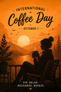 Person enjoying coffee at sunset on International Coffee Day