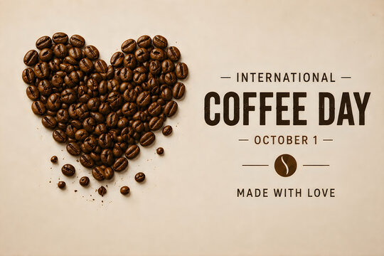 Coffee beans heart shape for International Coffee Day