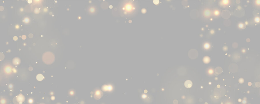 Soft golden bokeh lights scattered along edges on transparent background with varied sizes and subtle glows on transparent background