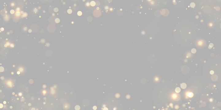 Scattered soft golden bokeh light spots on transparent background with glowing blurred circles on transparent background