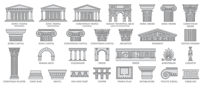 Ancient Greek and Roman Architecture Elements Collection