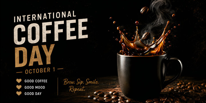 International Coffee Day celebration with coffee splash