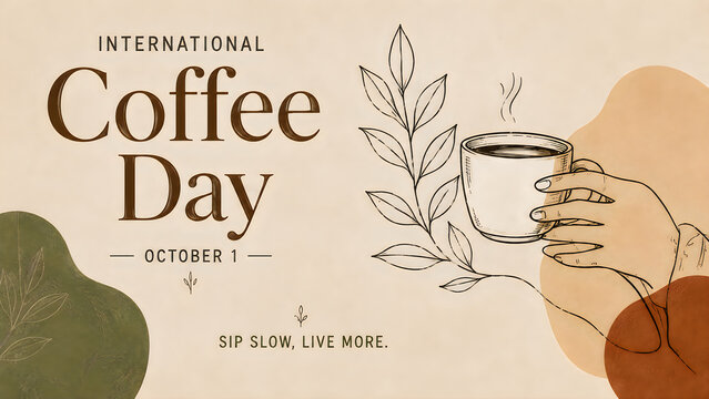 Hand holding coffee cup on International Coffee Day