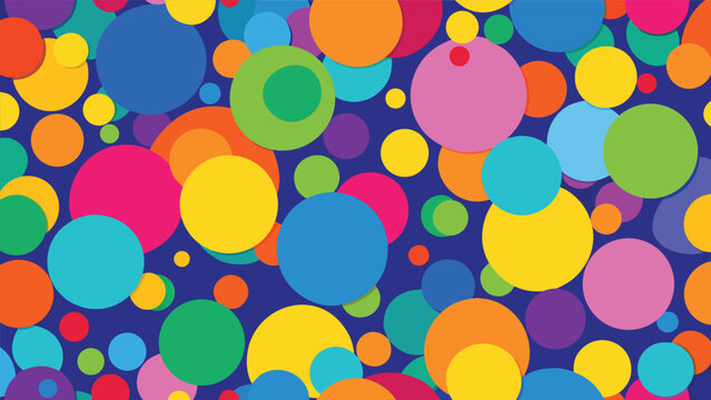 Playful seamless pattern of multicolored circles on deep blue background editing vector illustration with multicolored background seamless abstract colorful editing vector illustration