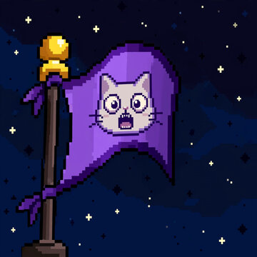 Adorable Pixel Cat Flag Icon 