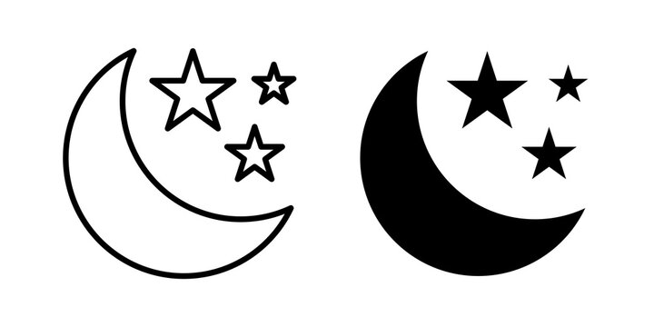 Moon stars icon line logos kit