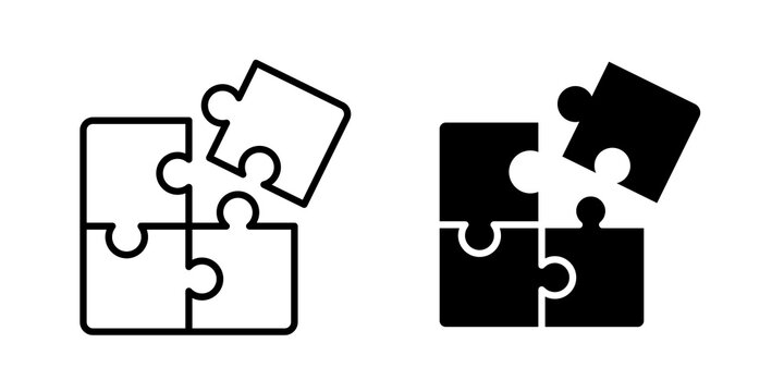 Puzzle piece icon line logos kit