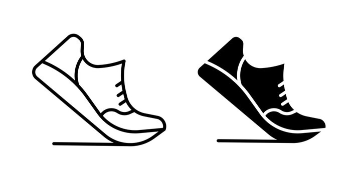 Running shoes icon line logos kit