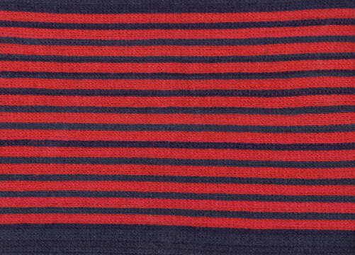 red fabric texture, red and navy blue striped knit fabric texture photo - cotton textile pattern background