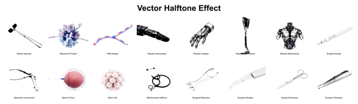 Technology medical science robotics in biology prosthetic bionic of biotechnology icon vector surgery surgical instruments