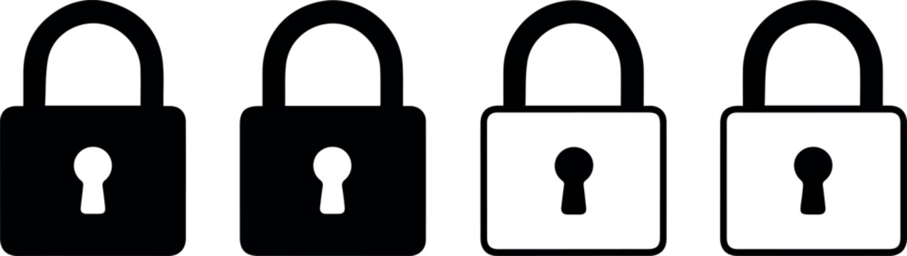 Cyber Security Lock Icons for Data Protection Interfaces
