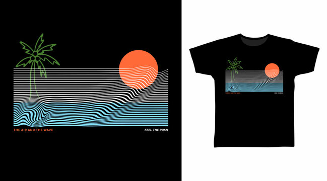 Beach Line Art for print on t-shirt and other uses.