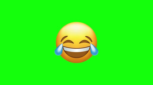 Laughing Crying Emoji Face Zooming Out Animated Graphic Green Screen Chroma Key Background Overlay