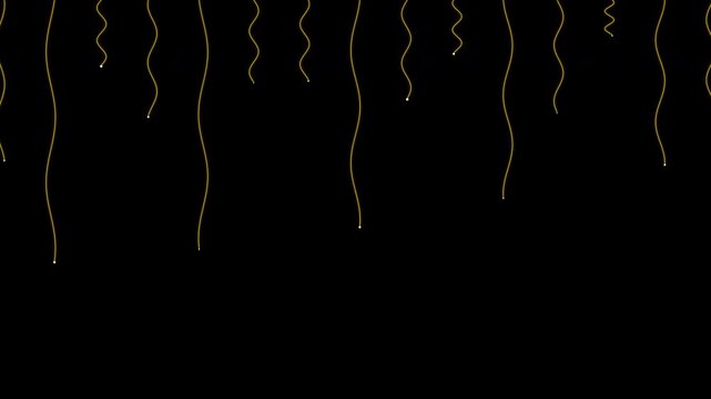 Abstract golden aerial roots dangling down with transparent background and alpha channel