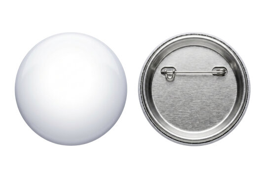Front and Back View of a Blank White Pin Button Badge