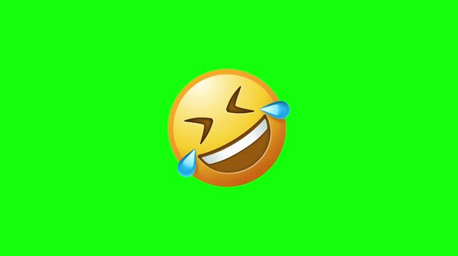 Laughing Squinting Eyes Emoji Zooming Out Animated Graphic Green Screen Chroma Key Background Overlay