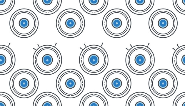 Protective Greek evil eye amulet seamless pattern with repeating geometric circular charms on white background.