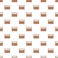 Naklejka premium Repeating pattern of glass wine bottles stored in rustic wooden crates