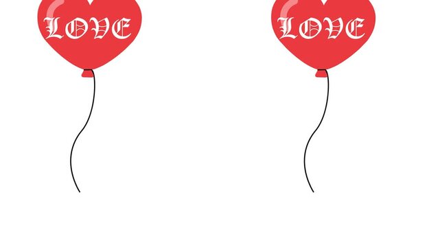 Cute Red Heart Love Balloons Motion Graphic