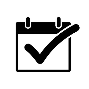 Paid annual leave icon with calendar and checkmark for vacation request approval and work life balance