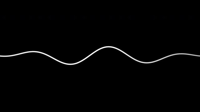 Abstract white sine wave lines flowing horizontally on an alpha channel background