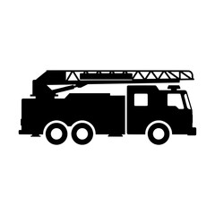 Obraz premium Fire Truck Silhouette, Emergency Vehicle Icon, Rescue Ladder Truck Vector Graphic