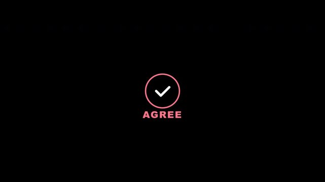 Animated agree icon with checkmark and glowing arc pulse effect isolated on transparent background