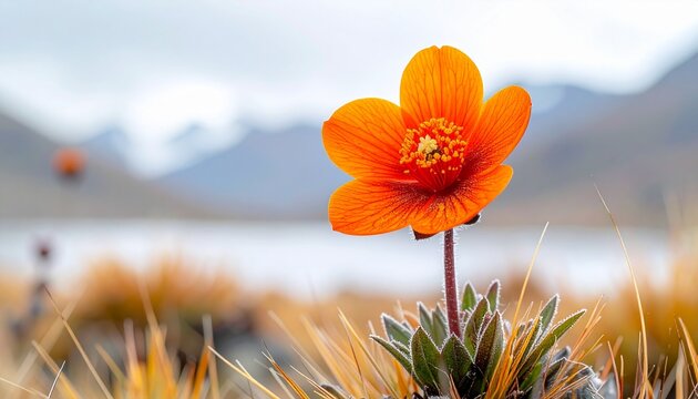 Orange chuquiraga flower. Authentic chuquiraga jussieui blossom, traditionally harvested in the Andes to brew restorative herbal teas and botanical infusions.