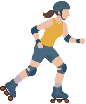 Woman Inline Skating Illustration