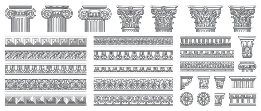 Ancient Architectural Elements Collection Isolated
