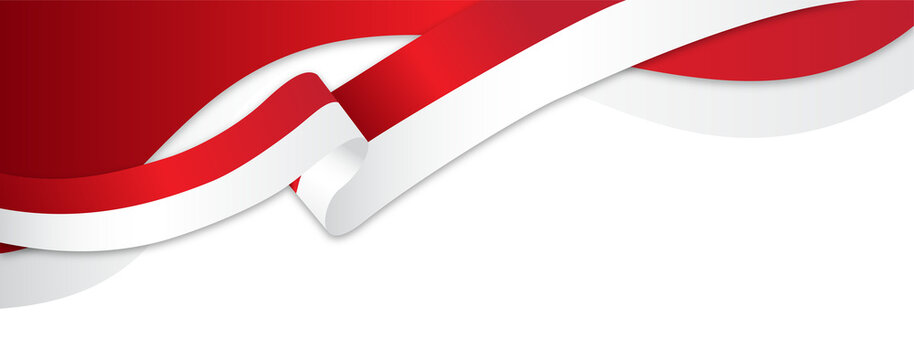 Dynamic Red and White Wavy Ribbon Banner Flowing on Clean Background for Patriotic Events and Corporate Design