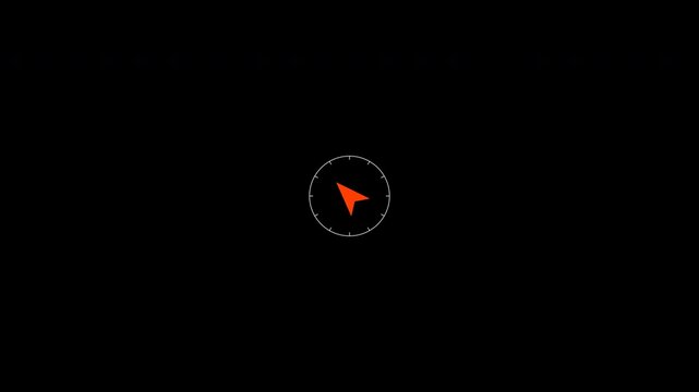 Aviation flight navigation compass rings with orange arrows isolated on a transparent background