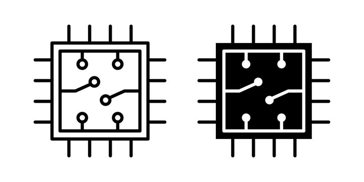 Semiconductor icon simple symbols bundle