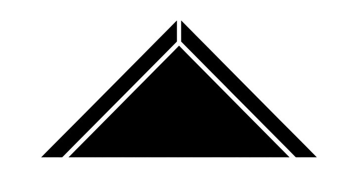Simple black triangle shape icon with a thin line border Vector
