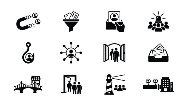 Set of flat icons illustrating various science and technology concepts