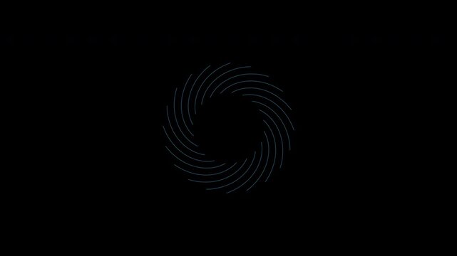 Blue glowing spiral tendril rings rotating on a transparent background with alpha channel