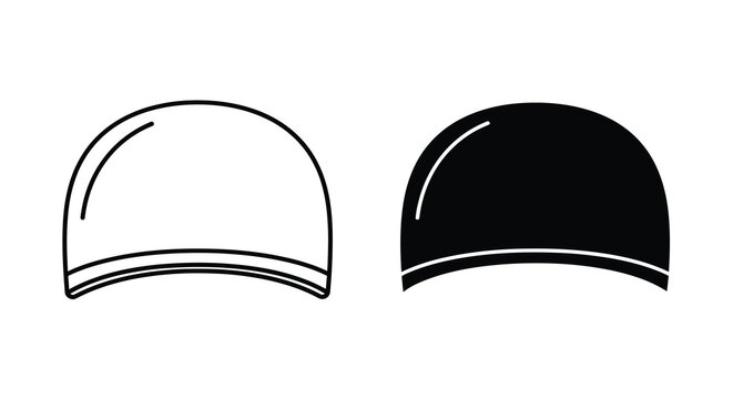 A depiction of a domed cap presented as a black and white line drawing against a white background