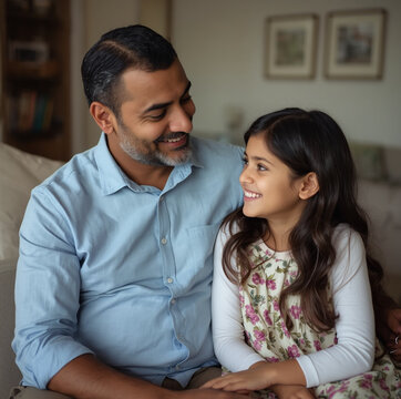 A heartwarming lifestyle portrait of a loving father and his young daughter.