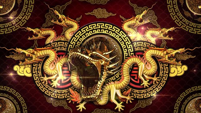 Golden Chinese Dragon Background 3