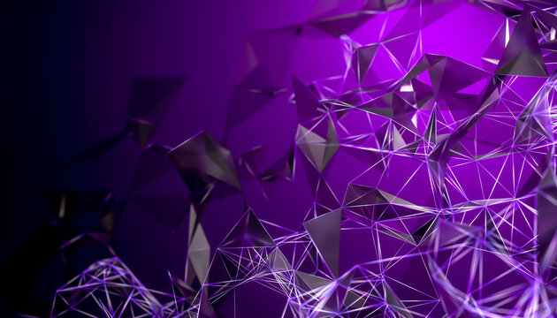 3D Abstract Purple Digital Network Background