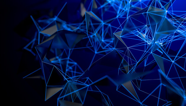3D Blue Geometric Digital Network Technology Background