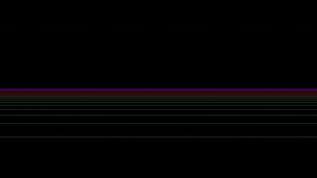 Colorful digital glitch scanlines with alpha channel for video overlay on transparent background