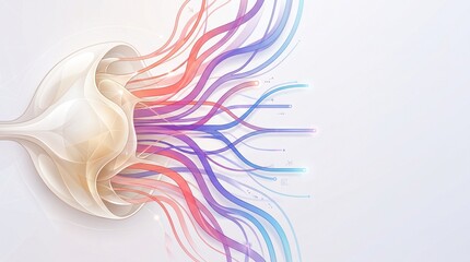 Fototapeta premium Modern abstract digital artwork featuring flowing colorful lines and organic shapes for creative designs