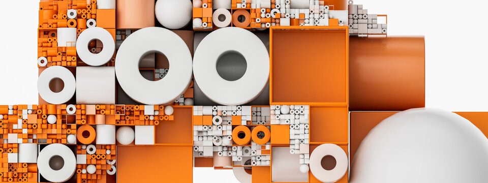 3D Orange Geometric Relief
