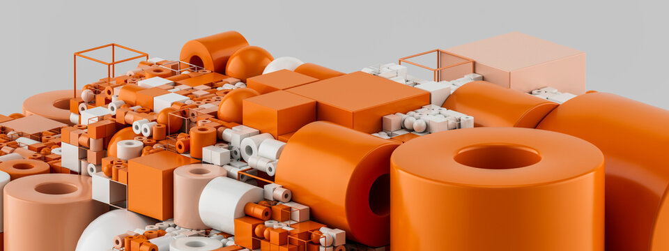 3D Orange Structural Pattern