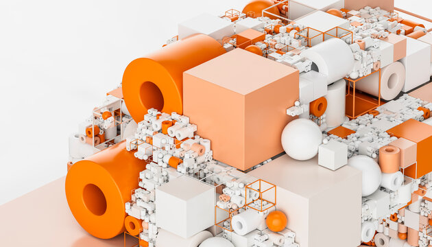 3D Orange Spatial Composition