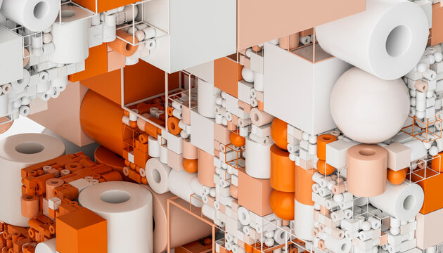 3D Modular Orange Pattern